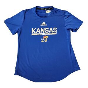 NWOT Kansas Jayhawks Tee Woman‎ Medium Adidas College Performance Training Blue